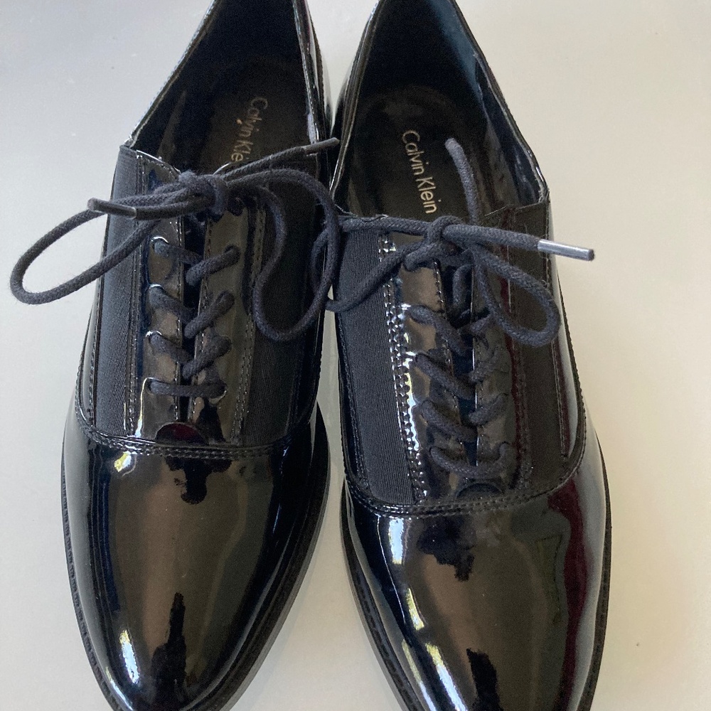 Calvin Klein patent leather tuxedo shoes